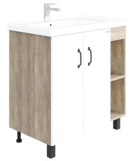 Напольная тумба под раковину Onika Тимбер 108045 правая 80см белый матовый/дуб сонома